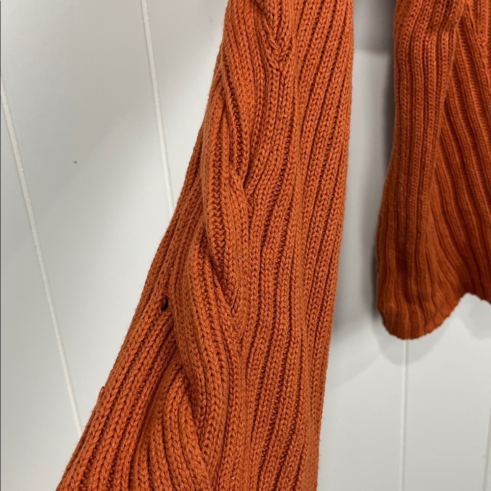 J. Flower Boutique Womens Sweater M Rust Crew Neck Cable Knit 100% Cotton Trendy - Picture 5 of 13